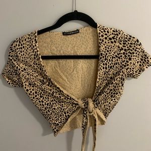 Brandy Melville cheetah/leopard tie top